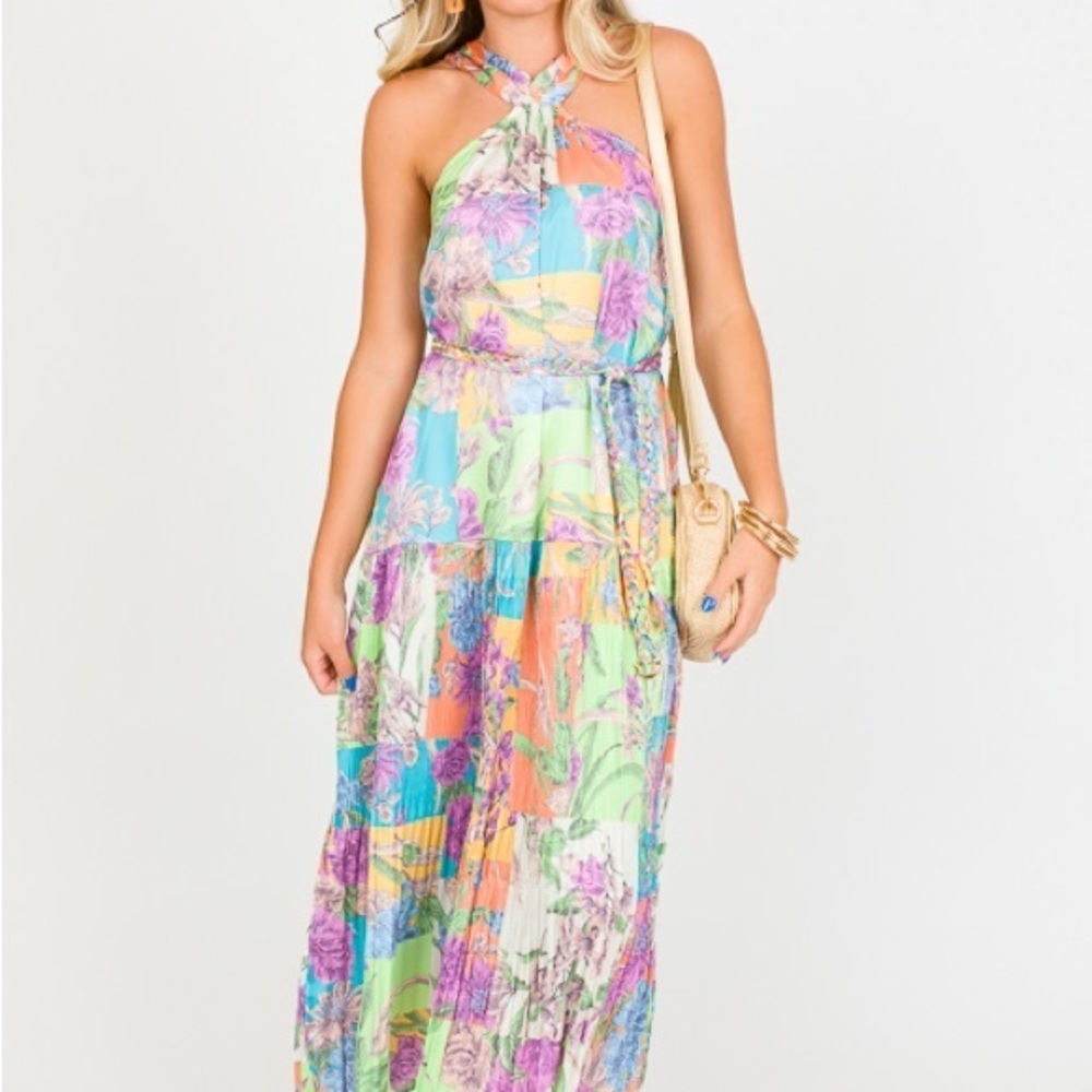 Current Air Pastel Floral Halter Maxi Dress